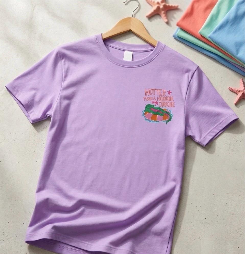 Hotter Than A Hoochie Coochie Embroidered Shirt, Funny Southern Tee, Alligator Pocket Tee, Country Girl Shirt, Summer Graphic T-Shirt