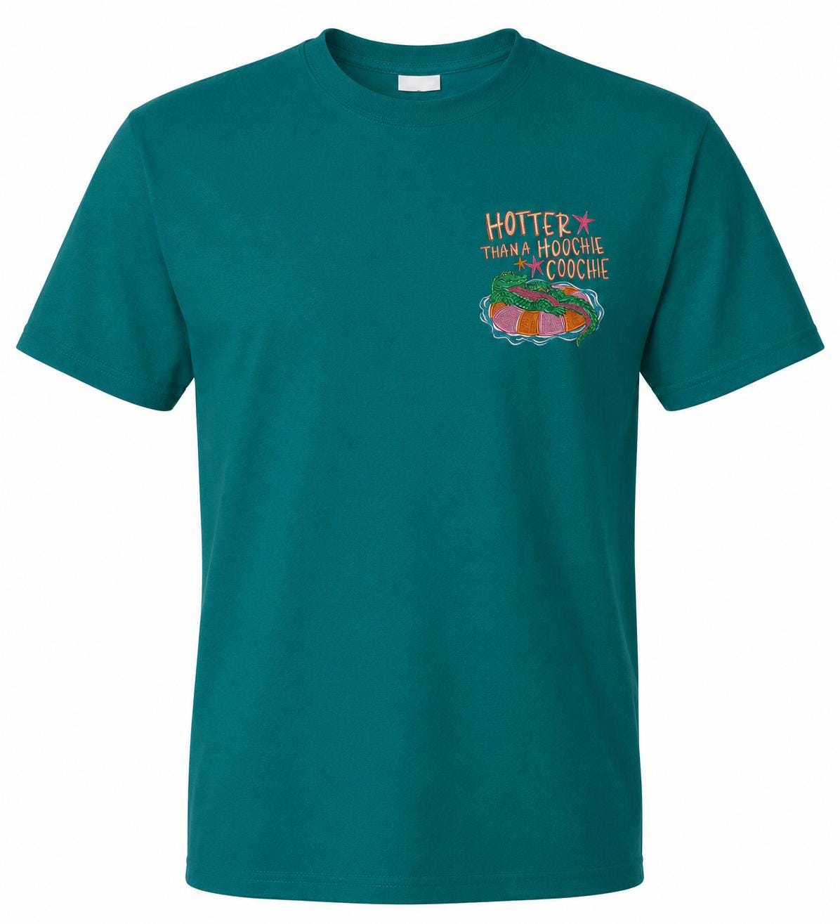 Hotter Than A Hoochie Coochie Embroidered Shirt, Funny Southern Tee, Alligator Pocket Tee, Country Girl Shirt, Summer Graphic T-Shirt