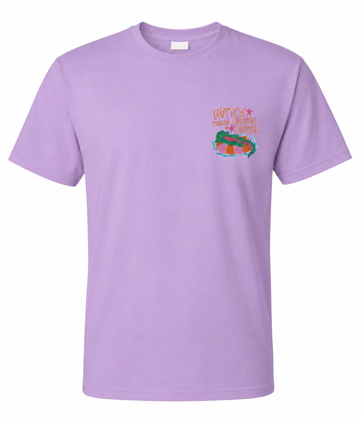 Hotter Than A Hoochie Coochie Embroidered Shirt, Funny Southern Tee, Alligator Pocket Tee, Country Girl Shirt, Summer Graphic T-Shirt